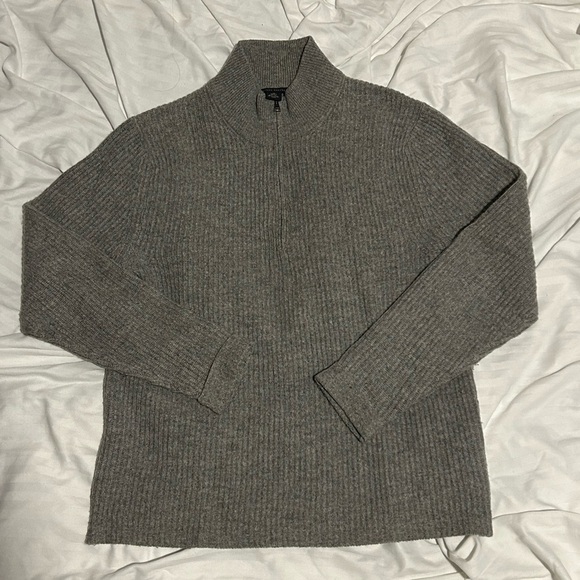 Banana Republic Wool/Camel Hair Blend Grey Quarter Zip Sweater - M - Picture 3 of 8